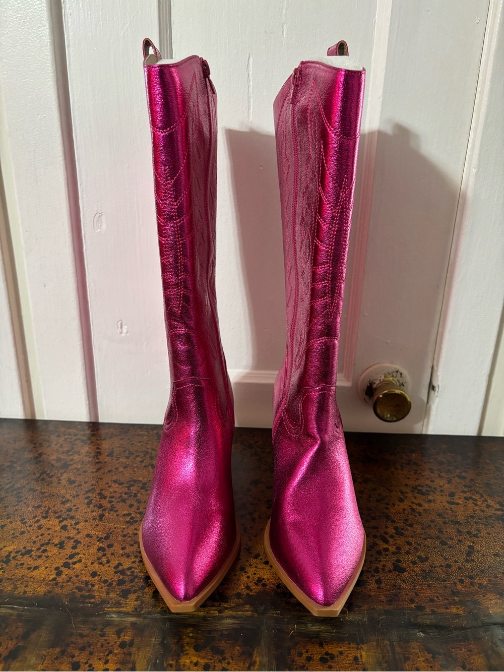 Corkys Metallic Fuchsia Over-the-Knee Pointed Toe Boots
